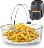 Air Fryer Basket, Steamer Basket for Instant Pot, 304 Stainless Steel Mesh Basket for Instant 6Qt 8Qt Air Fryer, Air Fryer Accessory 8 inch Basket with Handle