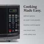 Farberware FM09BKA Compact Countertop Microwave Oven 0.9 Cu. Ft. 900-Watt with LED Lighting, Child Lock, Easy Clean Grey Interior, Black