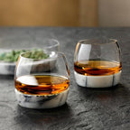 NUDE Whiskey Tumbler with Marble Base – 10.25 oz Lead-Free Crystal Whisky Rocks Glass, Handmade, Temperature-Retaining Marble Base, No Ice Needed – Luxury Bar Glass for Bourbon, Scotch & Cocktails