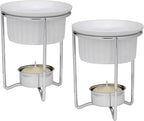 Maine Man Butter Warmer Set, Ceramic Ramekins with Chrome-Plated Steel Wire, Set of 2, 3-Ounce Capacity
