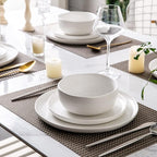 AmorArc Speckled Cereal Bowls Set of 4 for Kitchen, 28oz Large Ceramic Soup Bowls for Cereal Soup Noodle Snacks, Oven,Dishwasher&Microwave Safe Stoneware Bowls with Wavy Rim, Speckled-White