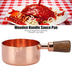 Mini Sauce Pan, Stainless Steel Butter Warmer with Pour Spout and Wooden Handle Rose Gold Melting Pot for Making Sauces, Chocolate Melting, Coffee Tea Soup Warming(1/4cup)