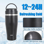 Ice Shave 2-in-1 Stainless Steel Vacuum Tumbler & Cordless Blender - 28oz, Leak Resistant, Cold 24Hrs/Ice 2 Days, 120 Watts with Waterproof Charging - For Smoothies, Home/Office/Car, Black