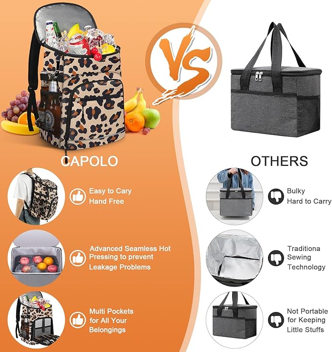 Cooler Backpack Insulated Leakproof Waterproof Backpack Cooler Bag 30/45 Cans, Large Capacity Lightweight Travel Camping Beach Backpack Cooler Ice Chest for Men and Women