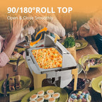 ROVSUN 3 Packs Roll Top Chafing Dish Buffet Set Gold Accent,NSF 9 Quart Rectangular Stainless Steel Chafer, Buffet Servers and Warmers Set Warming Tray for Wedding, Parties, Banquet, Catering Events