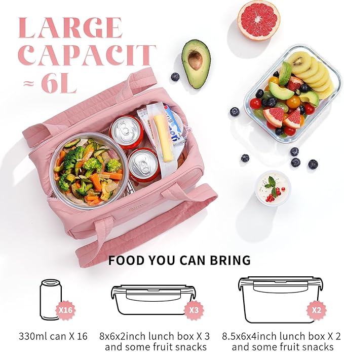 Lunch Bag Women，Freezable Lunch bag，Built-in Ice Pack Small Cooler，Womens Lunch Bags for Work ，Waterproof and Durable，Suitable for Work, Picnics, Travel, and Meal Preparation