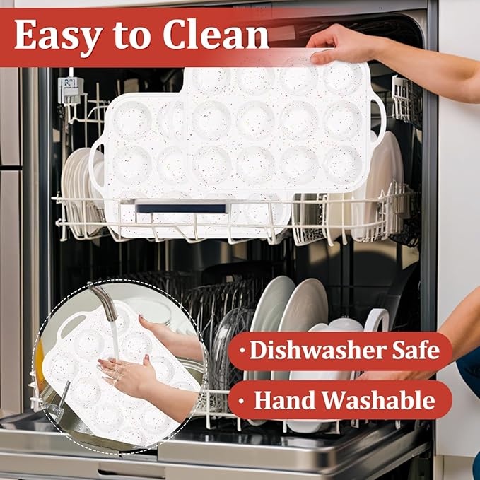 Silicone Muffin Pan with Metal Frame, Regular Size Cupcake Pan with Handle 12 Cups Nonstick Muffin Pan for Baking BPA Free 1 Pack