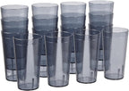 US Acrylic Cafe Plastic Reusable Tumblers (Set of 16) 20-ounce Water Cups in Grey | Value Set of Restaurant Style Drinking Glasses, Stackable, BPA-free, Made in the USA | Top-rack Dishwasher Safe