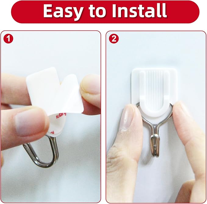 25 Wire Hooks for Hanging Heavy Duty with Strips no Damage,Adhesive Wall Hook Small, removalbe Large Sticky Bulk, for Key, Coat, Towel, Outdoor, hat