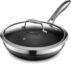 HexClad Hybrid Nonstick 10-Inch Wok with Stainless Steel Lid, Stay-Cool Handle, Dishwasher-Friendly, Oven-Safe Up to 900°F, Induction Ready, Compatible with All Cooktops