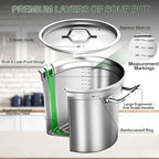 Commercial Grade Large Stock Pot - 100 QT Soup Pot with Lid - Non-Nickel Stainless Steel Stock Pots - Healthy Cookware Polished Stockpots - Heavy Duty Cooking Pots, Cookware Sauce Pots