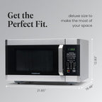 Farberware Countertop Microwave 1100 Watts, 1.6 cu ft - Smart Sensor Microwave Oven With LED Lighting and Child Lock - Perfect for Apartments and Dorms - Easy Clean - Stainless Steel