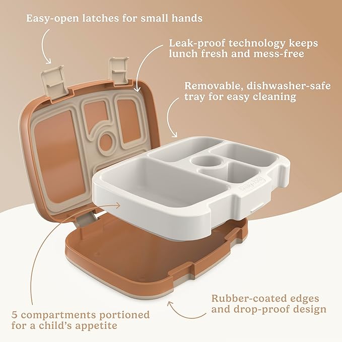 Bentgo Kids 5-Compartment Leak-Proof Bento-Style Lunch Box (Whimsy & Wonder Collection) - Ideal for Ages 3-7, Drop-Proof & Durable, Dishwasher Safe, & PFAS & BPA-Free Materials (Spots & Dots)