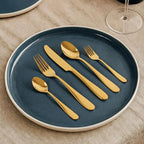 London Silverware Set, 30 Piece Forged Flatware Set Cutlery Set Premium Stainless Steel, Service for 6, for Kitchen, Home, Wedding, Party, Mirror Polished Dishwasher Safe (Matte Gold)