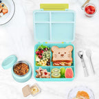 Lunch Box Kids Box Bento Box for Kids - 9oz Soup Thermo, Insulated Bento Lunch Box with Leak Proof Vacuum Insulated Food Jar - 5 Compartments((Blue Sky)