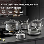 Sauce pan with lid,1.5 Quart & 2.5 Quart & 3.5 Quart Hybrid Nonstick Sauce pans set, Stainless Steel cookware,non stick Pots PFOA Free,Works on Induction,Ceramic and Gas Cooktops