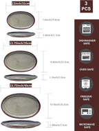 Ceramic Large Serving Platters- Set of 3 Oval Platters for Entertaining. Modern Kitchen Dishes for Dinner, Fruit, Salad, Turkey, etc. Oven, Dishwasher Safe, 15.75" / 13.75" /12",Caramel Brown