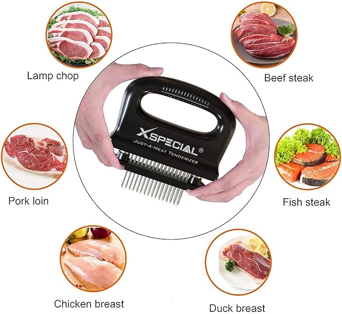 DELUXE MEAT TENDERIZER TOOL 48-BLADE | Turn Tough Cuts into Family Favorites | Professional-Grade Stainless Steel Needle | Unlock Restaurant-Quality Results at Home | No More Mallet or Meat Hammer