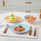 Ceramic Salad Plates Set - 8.5 Inch Small Round Dinner Dishes for Dessert Pasta Appetizer Sandwich - Scratch Resistant Porcelain Microwave Dishwasher Safe - Set of 6 - Assorted Colors