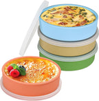 Webake 4 Inch Silicone Air Fryer Egg Molds with Lids, 4 oz Creme Brulee Dishes Shallow Ramekins, Food Storage, Microwave Egg Poacher, Set of 4
