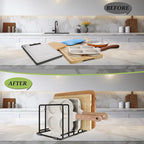 2-Pack Baking Sheet Organizer Rack – 5-Slot Bakeware & Cookie Tray Holder for Kitchen Cabinet or Countertop, Compact Stainless Steel Cutting Board Rack with Rust-Resistant Frame & Anti-Slip Feet