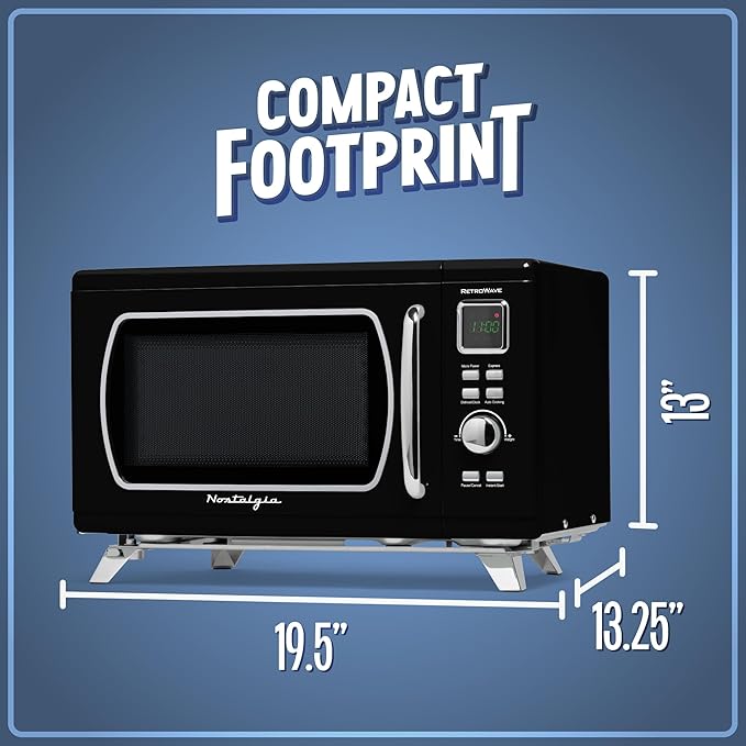 Nostalgia NMCMO9FTBK6A Microwave Oven, 0.9 Cu. Ft, Black