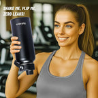 32oz Water Bottle with Comfort Grip Handle, HydroQuin Gym Water Bottle, Insulated Steel Water Bottle with Wide Mouth, No Straw