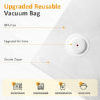 Sunvivi Portable Vacuum Sealer Machine for Food Storage & Preservation – Automatic Air Sealing System with Reusable Bags & Kitchen Accessories – Handheld Food Saver for Home, Sous Vide, White