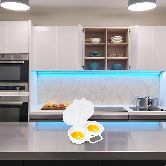 White Egg Poacher, Microwave Egg Boiler Poacher, 2 Cavity Nonstick Poached Egg Maker With Lid, Egg Poacher Microwave Egg Cooker, Double Drain Poached Egg Cups Egg Poachers