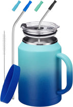 BENZZO 50 oz Tumbler with Handle and Straw Large Coffee Travel Mug Insulated Water Jug Thermal Cup Cold and Hot with Lid
