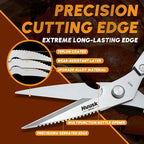 HUUSK Kitchen Scissors and Vegetable Peeler Set - Silver Stainless Steel Cooking Kitchen Shears for Food with Serrated Peeler, Heavy Duty Japanese Style Dishwasher Safe Meat Scissors for all Purpose