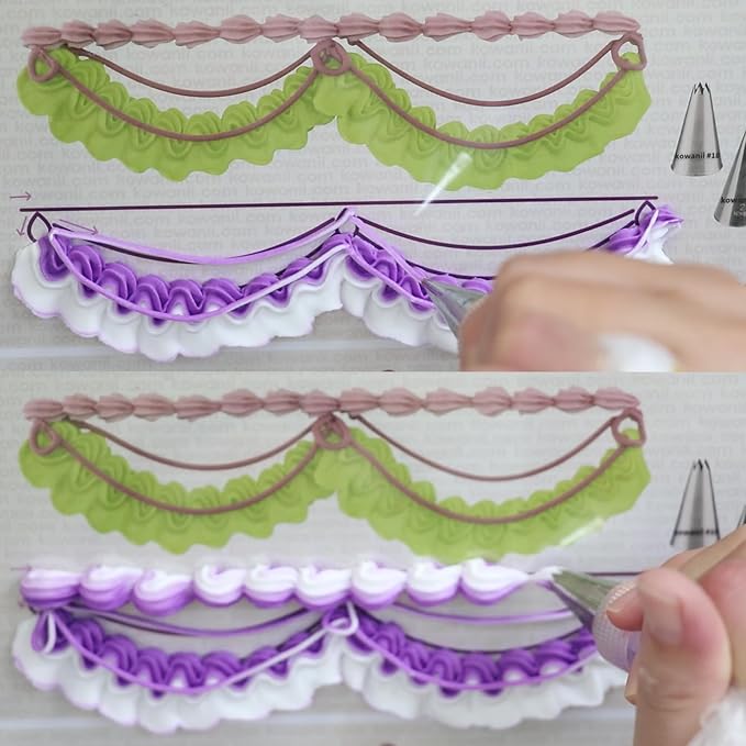Piping Tips Practice Board Guide Paper Sheets 250+ Cake Decorating Tips Techniques Tutorial Patterns 74 Sheets/Set