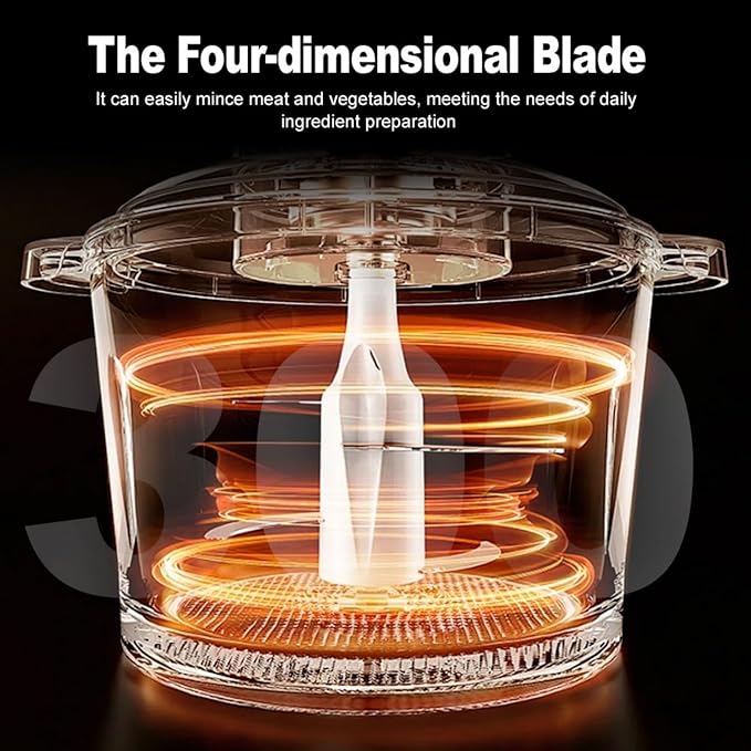 Food Processor, 3-Speed Electric Food Chopper with Vegetable Chopper & Meat Grinder - 2 Bowls (8 Cup Stainless Steel+8 Cup Glass), 300W, 2 Sets of 4 Bi-Level Blades for Vegetable/Fruits/Meat