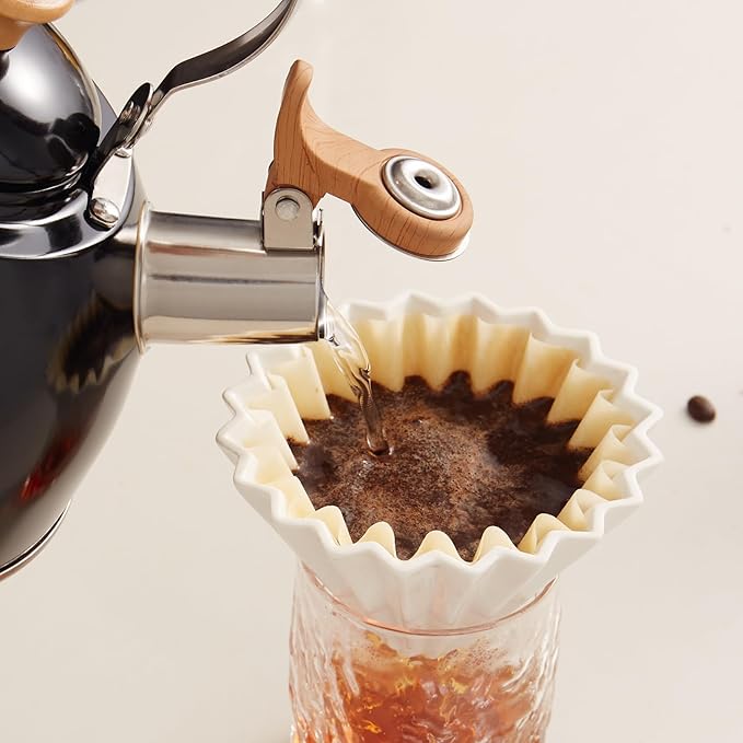 ROCKURWOK Tea Kettle, Tea Pot with Cool Touch Ergonomic Handle, Teapot Food Grade Stainless Steel, Tea Kettle Stovetop, Kettle Teapot, Whistling Tea Kettle, Small Tea Pot, 1.6 Quart (Black)