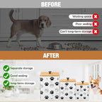 3 Pack Airtight Dog Food Containers with Bamboo Lids, Metal Dog Treat Jars Canisters for Kibble, Biscuits, Snacks, Cookies, Pet Food Storage Set for Kitchen Counter(White)