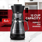 Melitta Vision 12-Cup Drip Coffee Maker, Automatic and Programmable, 96oz Capacity with 5-Pack Coffee Filters | Black