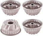 CHEFMADE Mini Tube Pan Set, 4-Inch 4Pcs Non-Stick Kugelhopf Mold for Oven and Instant Pot Baking (Champagne Gold)