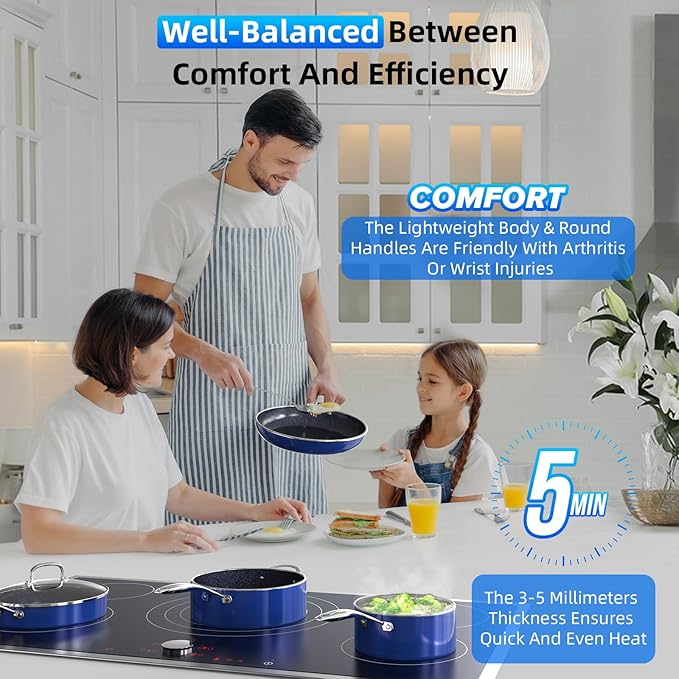 Deluxe DUXANO 14PC Healthy Pots and Pan With 9H Anti-scratch Coating, 2-Layer Non-Stick Ceramic&PFAS Free, Sensitively&Evenly Induction Cooking, Enhanced Flavor with Infrared Cookware, Dishwasher Safe