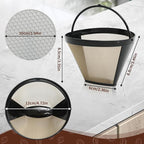 2pcs Reusable Cone Coffee Filters for Cuisinart Coffee Makers+ 4 Silicone Coasters，Compatible Ninja coffee filter, 10-12 Cup, #4 Style Gold coffee filter basket