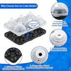 6 Chamber 2.34" 3D Death Star Ball Ice Cube Tray With Funnel,Large Round Ice Ball Molds Silicone Fun Shapes Whiskey Circle Ice Tray,For Chilling Whiskey,Cocktails,Bourbon,Brandy and Beverages