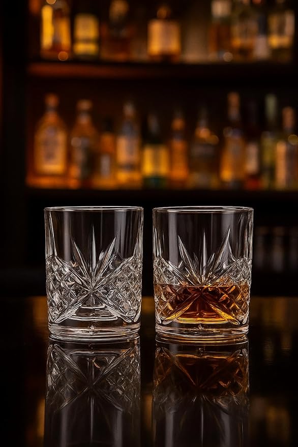 OLD BARREL Whiskey Glasses Set of 8 (4 Glasses with 4 Ice Ball Molds) 10oz Old Fashioned Crystal Glasses Gift Box – Bourbon, Scotch, Cocktail Rocks Glas – Gifts for Men, Dad, Birthday, Christmas Gift