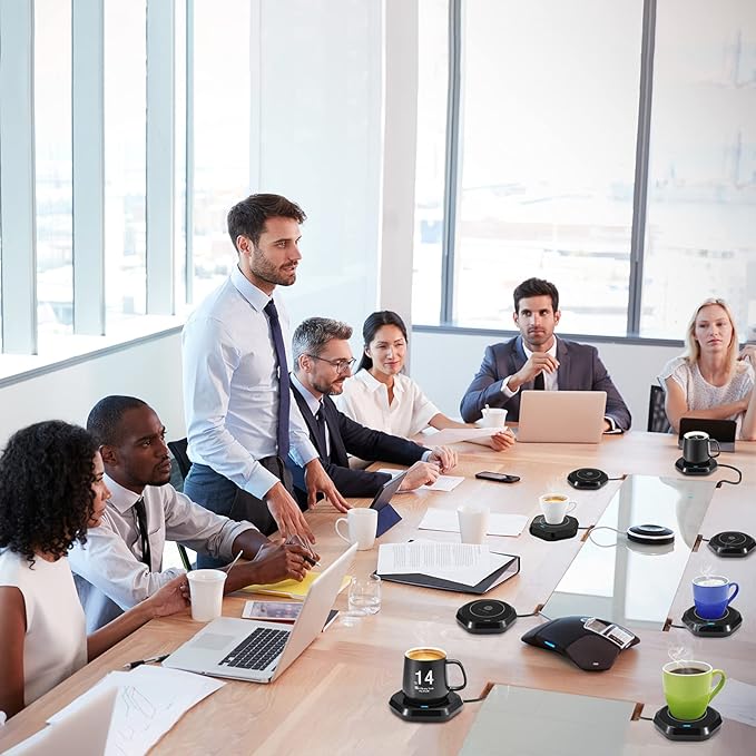 Smart Beverage Heating Plate Candle Wax Cup Warmer Electric Thermostat Coaster for Hot Coffee Milk Tea Water Cocoa Desk Home Office Use (R1 Black)