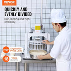 VEVOR Dough Divider,18PCS Manual Dough Divider Cutter,2.11oz - 9.88oz Dough Press Dough Cutting with 304 Stainless Steel Tray and Blade,Pastry Divider for Bakery,Restaurant,Commercial Food Preparation