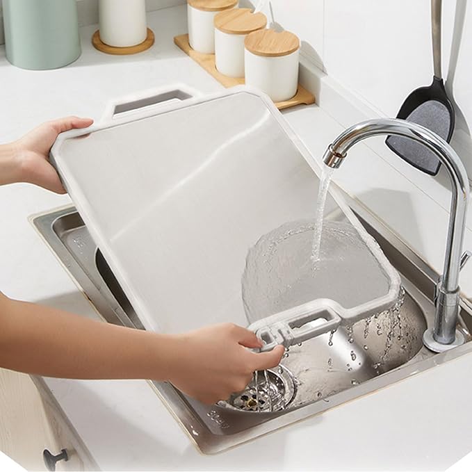 Large Cutting Boards Double Sided, 16.3'' x 12.5'' 304 Stainless Steel Cutting Board for Kitchen, Food-Grade Wheat Straw PP Large Chopping Board, Chopping Boards for Kitchen