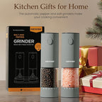 Electric Salt and Pepper Grinder Set Rechargeable with LED Lights, Automatic Pepper & Salt Mill, Adjustable Coarseness, Large Capacity, Grey