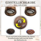 Salt and Pepper Grinder Set, Acacia Wood Salt Shaker with Ceramic/Stainless Steel Core, Modern and Elegant Wooden Salt and Pepper Set(2 Pack) 8 Inches Each