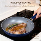 Ammeloo 15-Piece Ribbed Ceramic Cookware Set, Pots and Pans Set Non Stick, Induction Ready, Healthy Non Toxic Kitchen Cooking Set PFAS/PFOA/PTFE-Free, Silicone-wrapped Stay-Cool Handle