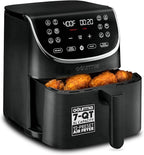 Gourmia Air Fryer Oven Digital Display 7 Quart Large AirFryer Cooker 12 Touch Cooking Presets, XL Air Fryer Basket 1700w Power Multifunction GAF716 Black and Stainless Steel Accents FRY FORCE 360°
