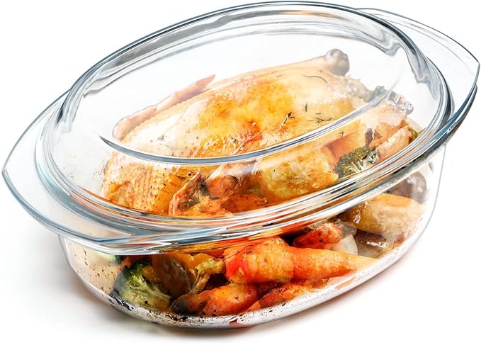 Oval Glass Casserole Dish With Lid Glass Casserole Dishes With Lids Glass Microwave Casserole dish with Lid Covered Glass Bakeware Oven Safe, Glass Casserole With Lid 3.5 Litres