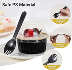 EUSOAR Creme Brulee Ramekins Disposable, 60pcs 5oz Foil Baking Cups with Lids and 60pcs Sporks Individually Wrapped, Disposable Foil Ramekins with Lids for DIY Picnic Wedding Birthday Party Favor